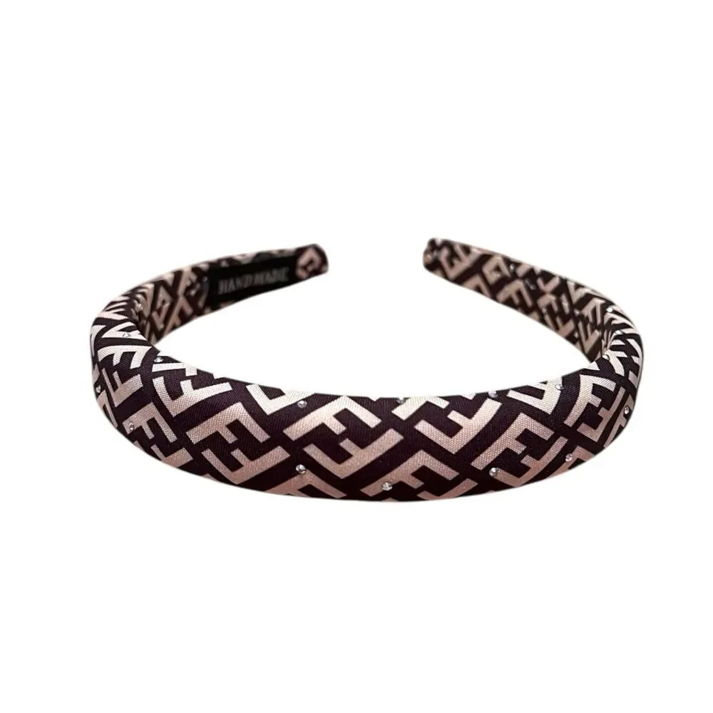 💎2/$30💎 Upcycled Designer Inspired Black And Cream FF Patterned Headband
